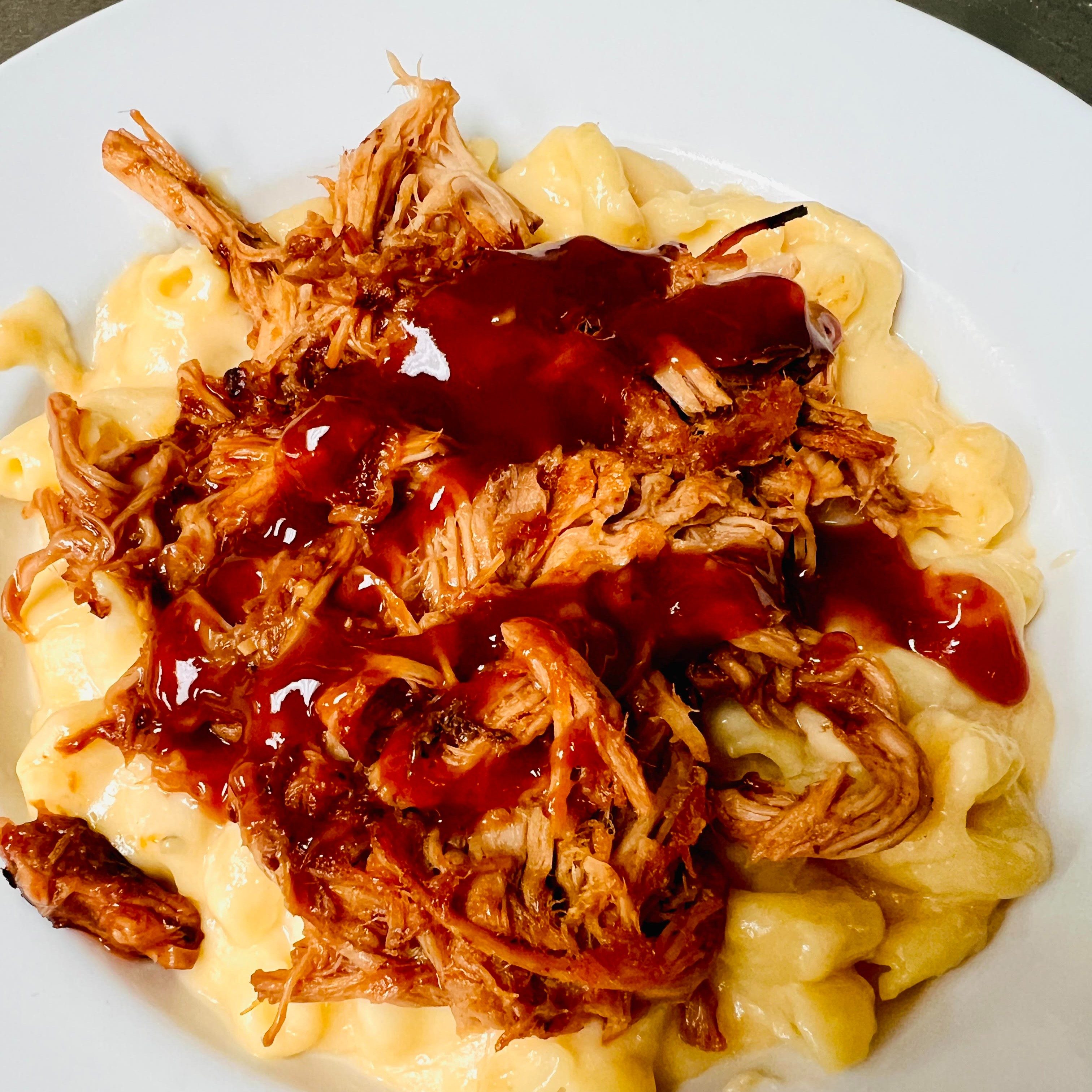 BBQ Four Cheese Mac N Cheese.