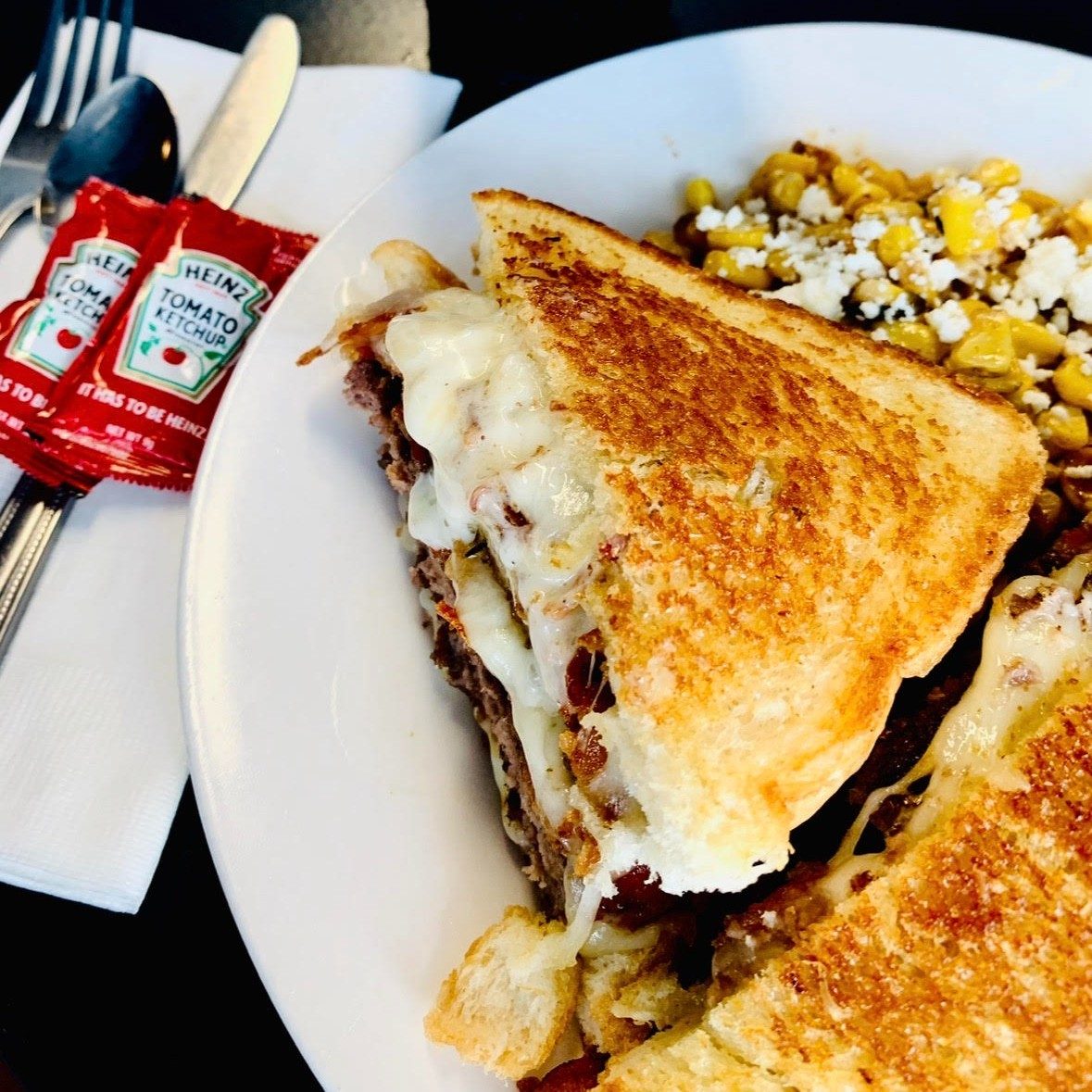 Mac & BBQ Pulled Pork Gilled Cheese Sandwich.