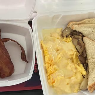 2 Eggs, Homefries, Choice of Toast & Choice of Meat